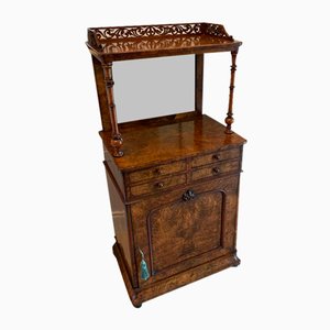Antique Victorian Burr Walnut Side Cabinet, 1860s