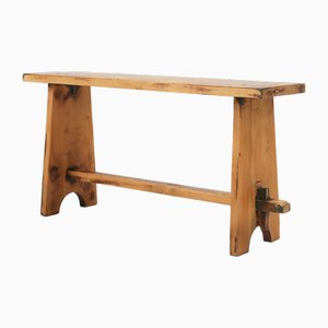 Mid-Century Rustic Wooden Bench, France, 1900s