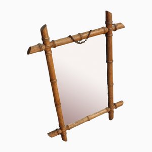 Vintage French Faux Bamboo Wall Mirror, 1930s
