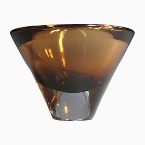 Amber Colored Bowl in Glass by Vicke Lindstrand for Kosta, Sweden, 1950s