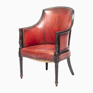 19th Century Red Leather Oxford Library Tub Chair