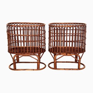 Mid-Century French Bamboo Baskets, 1970s, Set of 2