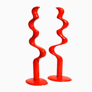 Esculturas de suelo abstractas limitadas grandes de metal en rojo de Tony Almén and Peter Gest para Ikea, años 90. Juego de 2