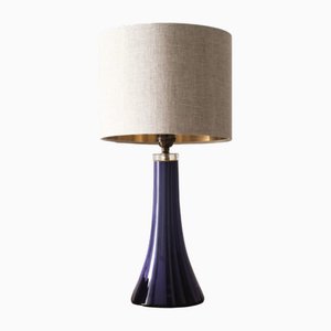 Mid-Century Blue Glass Table Lamp from Hyllinge, 1960s