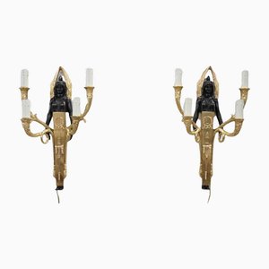 Sconces in Gilded and Patinated Bronze, 1970s, Set of 2