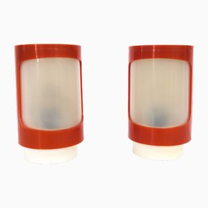 Space Age Red Plastic Table Lamps by Elektrosvit, 1960s, Set of 2