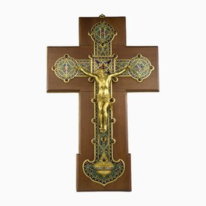 Ferdinand Barbedienne, Crucifix Arabesque, 19ème Siècle, émail Cloisonné