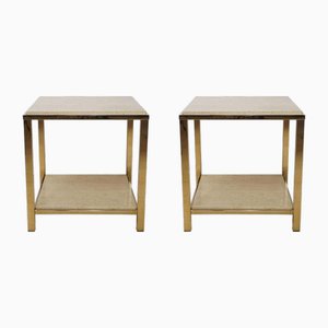Side Tables in Travertine and 24 Carats from Belgo Chrom / Dewulf Selection, Set of 2