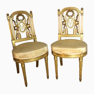 Gilded Wood Chairs, Set of 2