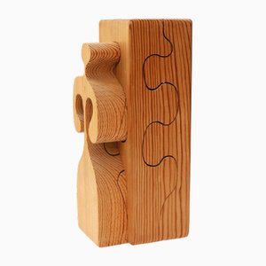 Wooden Puzzle Sculpture by Gunnar Kanevad for Gamla Linköping Sweden, 1962