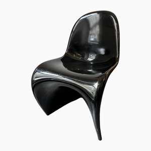 Chaise en Plastique Noir par Verner Panton pour Vitra, 1990s