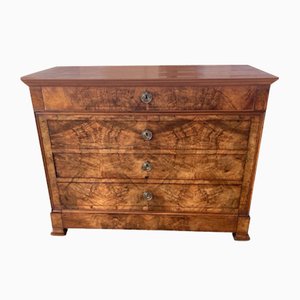 Louis Philippe French Chest of Drawers with Walnet Burl Veneer