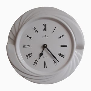 Vintage German Wall Clock with White Ceramic Case from Dugena, 1980s