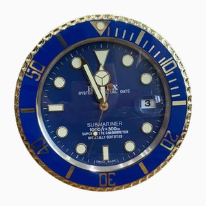 Oyster Perpetual Gold Blue Submariner Wall Clock from Rolex