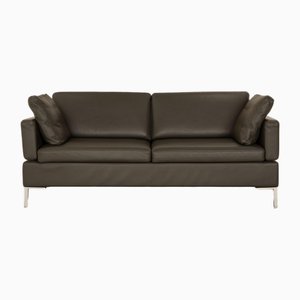 Leather Three-Seater Dark Grey Sofa from Brühl Alba