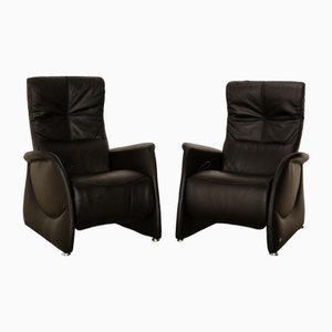 Cumuly Leather Armchair Set in Black from Himolla, Set of 2
