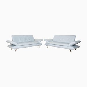 Leather Sofa Set in Light Blue from Koinor Rossini, Set of 2