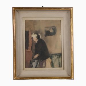 Sandro Pinetti, Portrait, Oil on Board, Framed