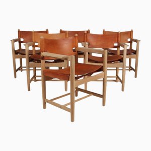 #3238 Spanish Hunting Chairs attributed to Børge Mogensen for Fredericia, 1960s, Set of 6