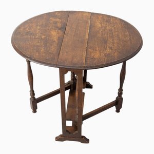 French Oak Little Oval Side Foldable Table, 1920s