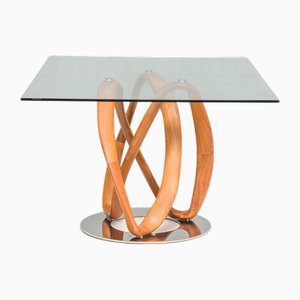 Walnut and Glass Infinity Dining Table by Stefano Bigi, 2010s