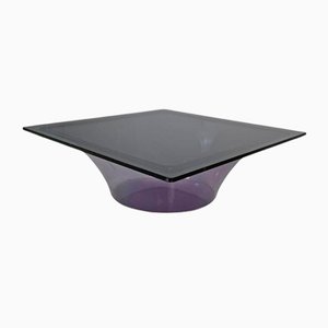 Italian Postmodern Coffee Table in Purple Acrylic Glass and Smoked Glass, 1970s