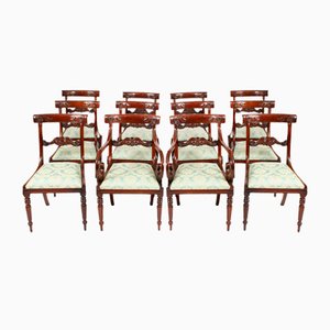 Vintage 20th Century Mahogany Regency Revival Bar Back Dining Chairs, 1960s, Set of 12