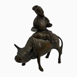 19th Century Chinese Bronze Incense Burner Bull Man
