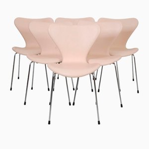 Sieben Stühle aus Naturleder von Arne Jacobsen, 1990er, 6er Set