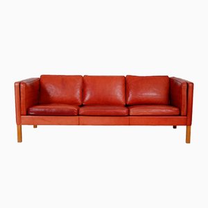 3-Sitzer 2333 Sofa aus indisch rotem Anilinleder von Børge Mogensen