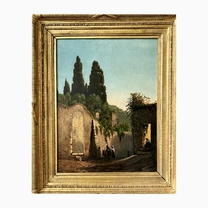 Lane in Italy, 1800s, Oil on Canvas, Framed