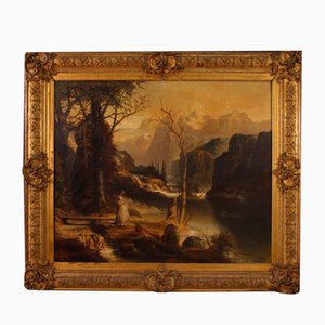 Artista romántico, Paisaje, 1880, óleo sobre lienzo, Enmarcado