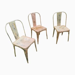 Art Nouveau Tolix Bistro Garden Chairs, Set of 3