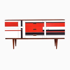 Mid-Century Walnut Sideboard with Hand-Painted Pattern, 1960s