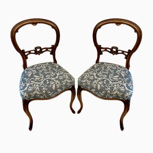 Antique Victorian Walnut Side Chairs, 1860, Set of 2
