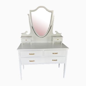 Provençal Style Semi-Matt Lacquered Dressing Table with Matching Stool, France, 1930s, Set of 2