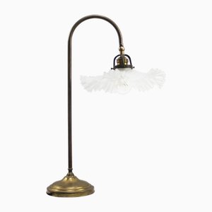 Art Nouveau French Brass and Glass Table Light