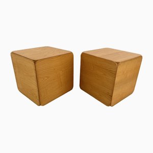 Sgabello Cube in legno di Derk Jan De Vries per Maisa Di Seveso, Italia, anni '70