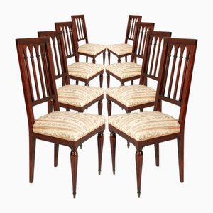 French Gothic Style Chairs in Mahogany attributed attributed to Charles Dudouyt, 1940s, Set of 8