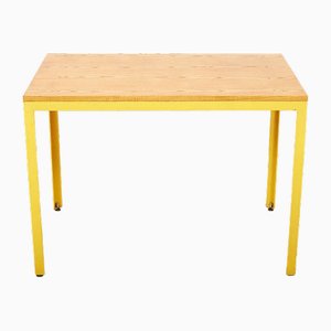 Yellow Kitchen Table in Steel and Ash Wood from Victoria Möbel, 1959
