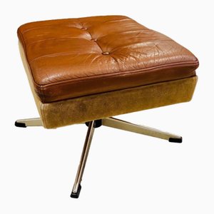 Mid-Century Danish Footstool Ottoman in Cognac Leather from Skipper, 1960s