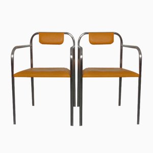 Minimalistische Armlehnstühle aus Stahlrohr von Thomas Wendtland, 1970er, 2er Set
