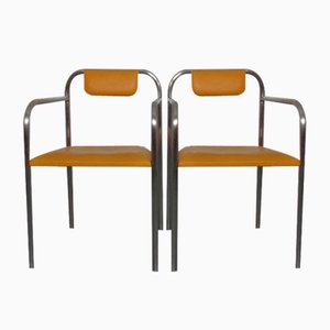Set of Minimalist Tubular Steel Armchairs by Thomas Wendtland, 1970s