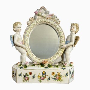Antiker Frisiertisch Spiegel aus Porzellan, 1900er