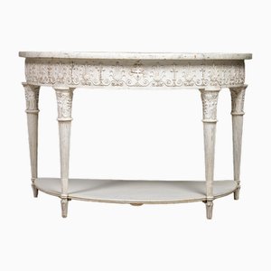 19th Century Empire French Painted Demilune Console Table