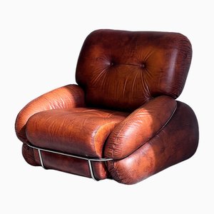 Leather Mod. Okay Armchair by Adriano Piazzesi for Tre D Firenze, 1970s