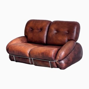 Leather Mod. Okay 2-Seater Sofa by Adriano Piazzesi for Tre D Firenze, 1970s