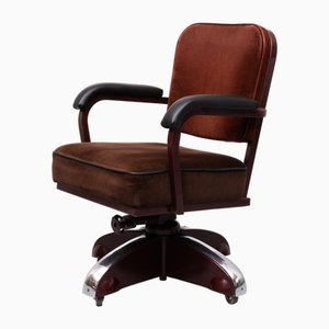 Burgundy Swivel Rolling Office Chair from Ahrend De Cirkel, 1930s