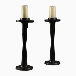Brutalist Wrought Iron Candleholders, Set of 2