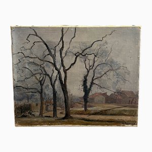 Emile Patru, Paysage d'automne, 1918, Huile sur Toile